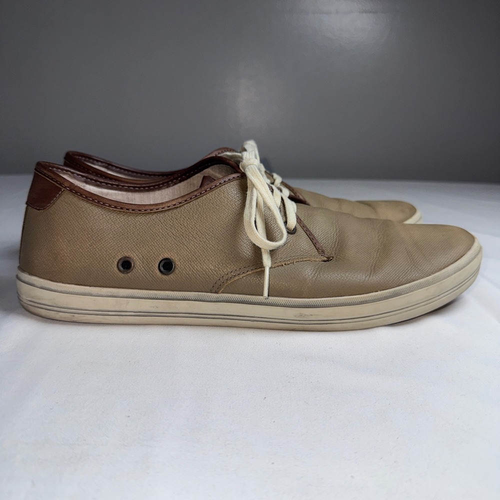 Sebago Mens Frome Glover Plain Toe Taupe Leather Sneakers B140061 Size 10